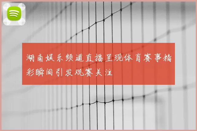湖南娱乐频道直播呈现体育赛事精彩瞬间引发观赛关注